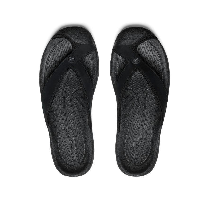 Men's Waimea Leather Flip-Flop | Black/Black - Image 4